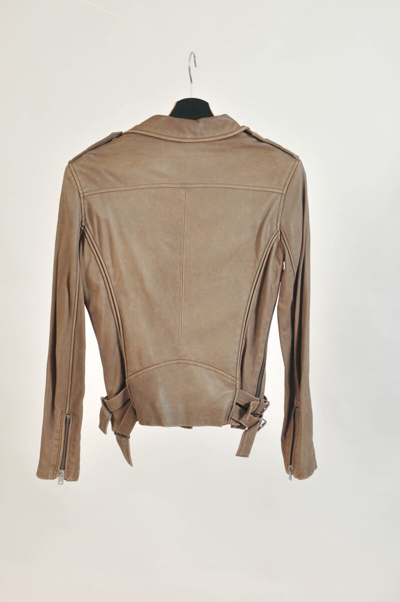Vintage 00s IRO Beige Real Leather Jacket - Image 5