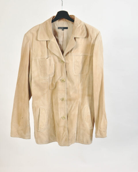 Vintage 90s Beige Suede Leather Jacket