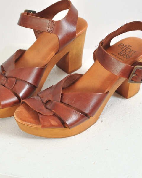 Vintage 00s Real Leather Sandals in Brown