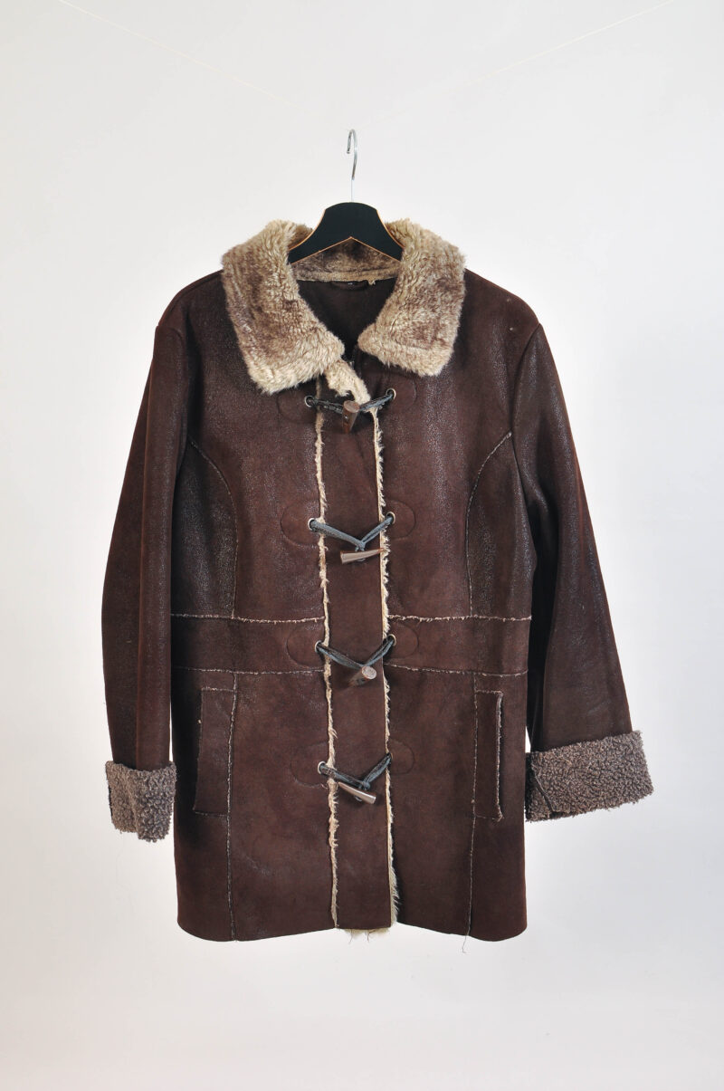 Vintage 00s Faux Shearling Faux Suede Coat Brown | Fits L to XL