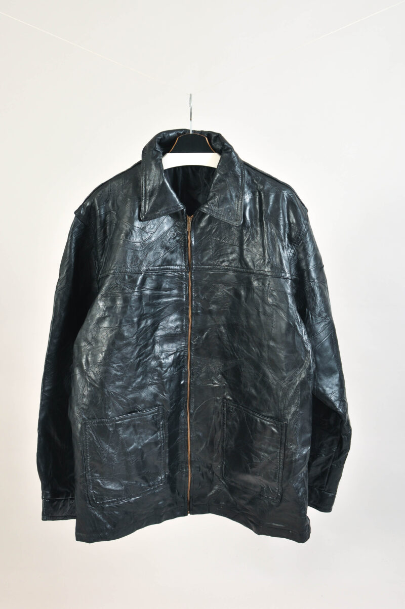 Vintage 00s Faux Leather Jacket Black | Size XXL