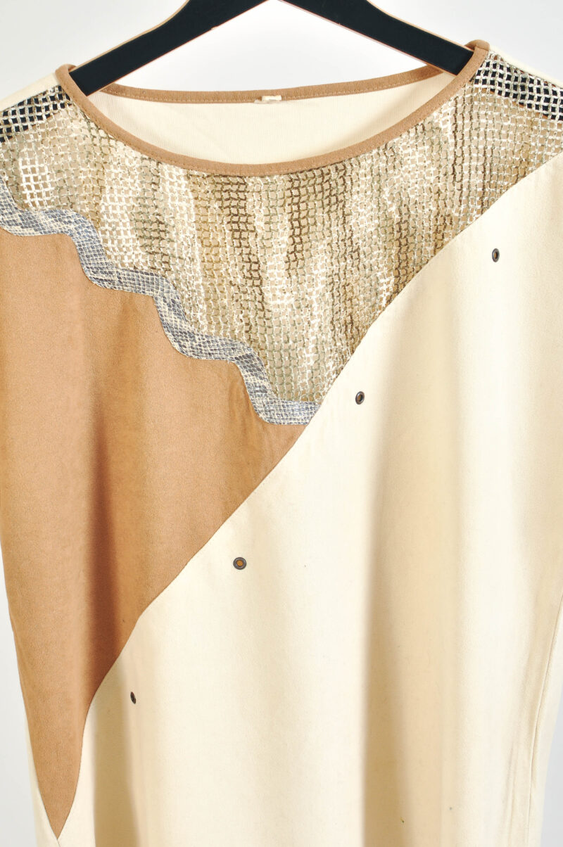 Vintage 90s Beige Boho Blouse | Size 40 | S–M Fit - Image 3