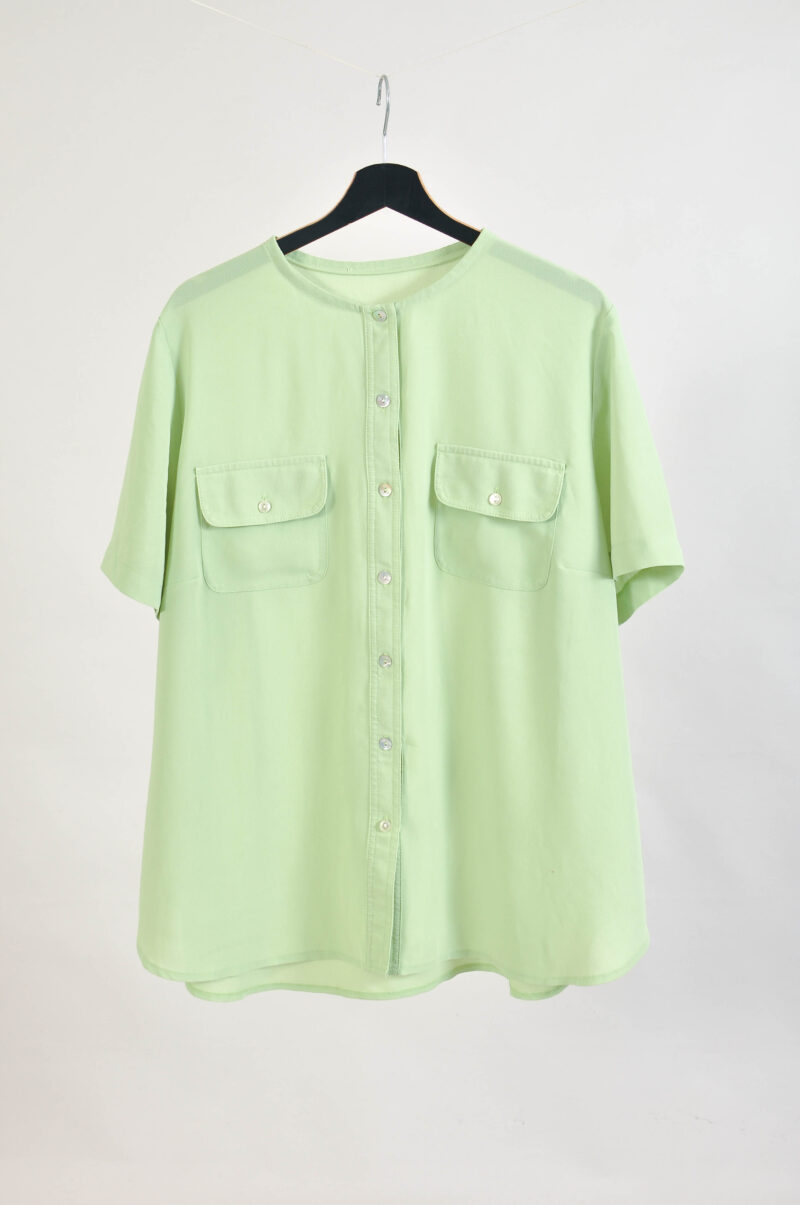 Vintage 90s Light Green Blouse | Oversized Fit M–XXL