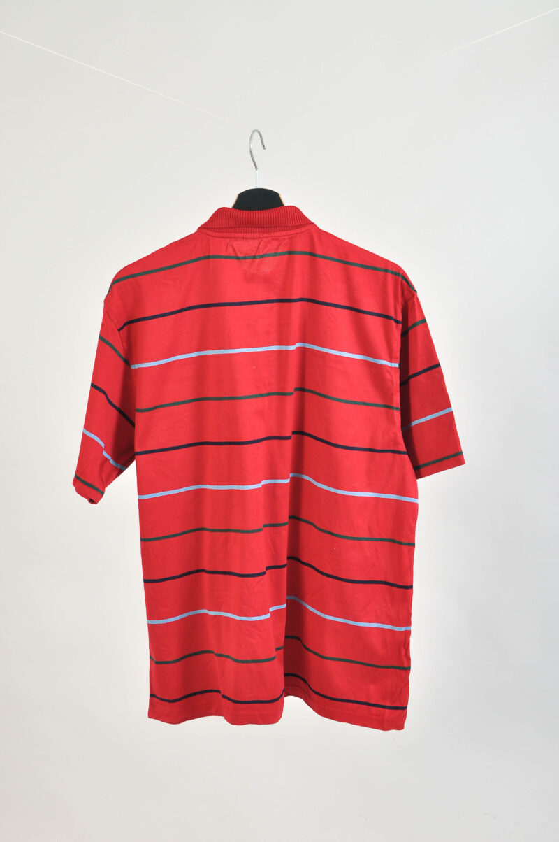 Vintage 00s Striped Polo Shirt – Size L to XL | Red Green - Image 4