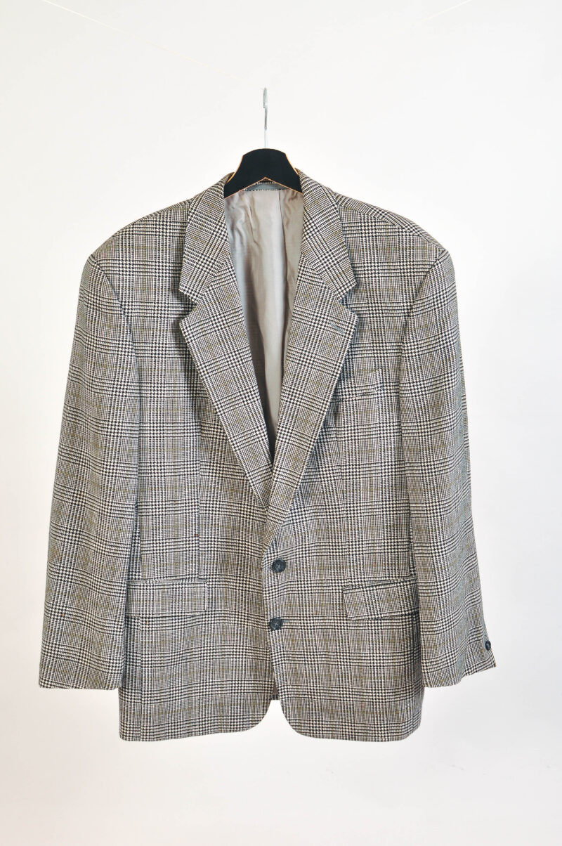 Vintage 00s Wool Checkered Blazer | Fits EU 54–56