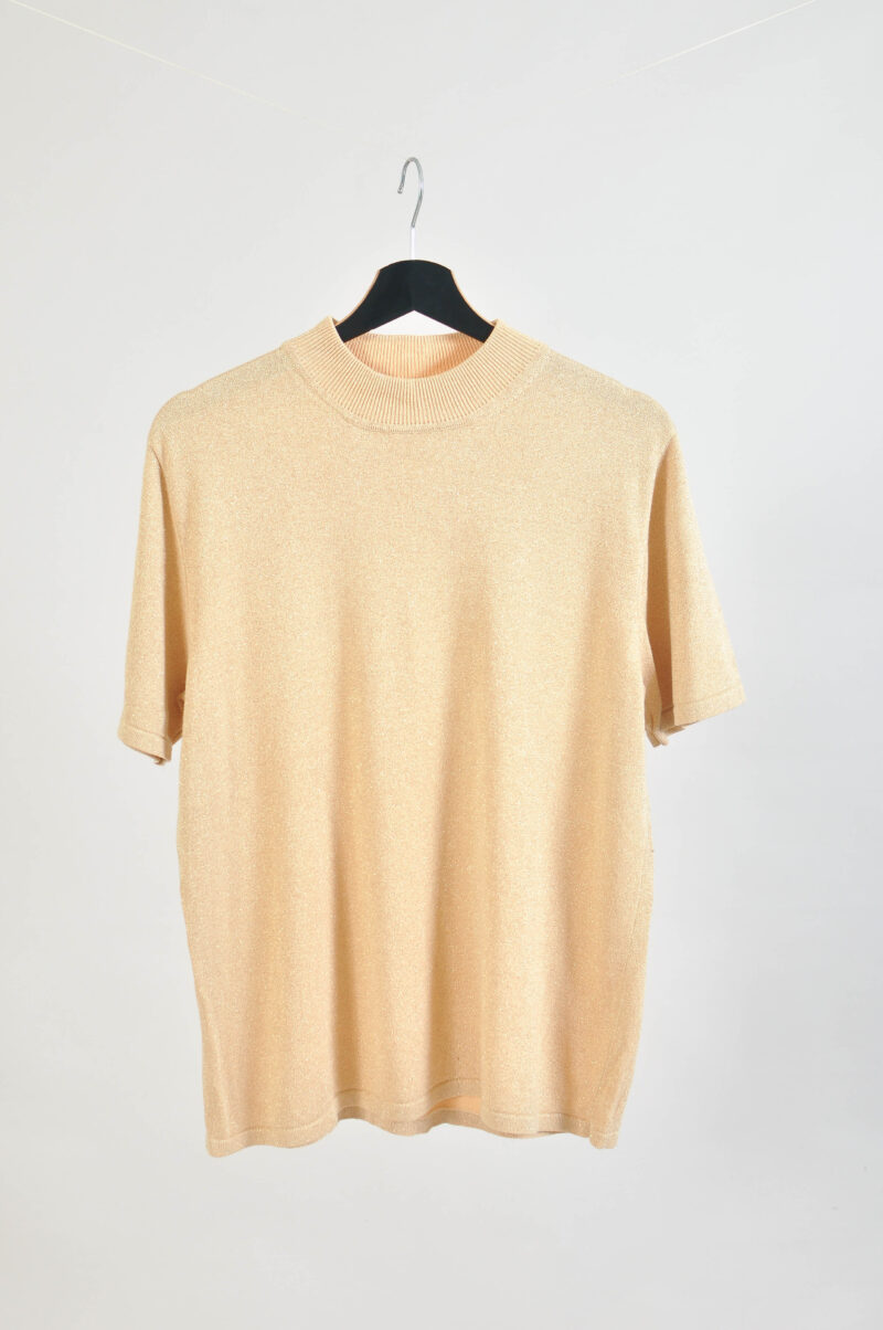 Vintage 00s Gold Shimmer Top | L–XL Fit | Y2K Glam