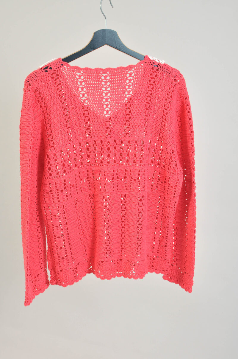 Vintage 90s Handmade Crocheted Pink Jumper – M/L - Image 4