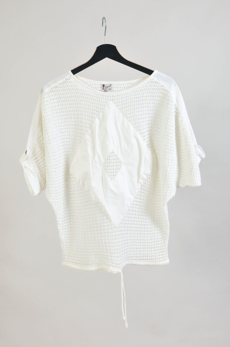 Vintage 90s White Sheer Crocheted Cotton Top – One Size