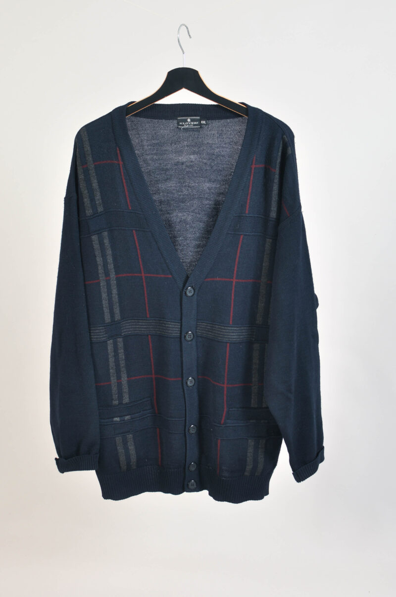Vintage 90s Dark Blue Cardigan by Klover | Size XXL