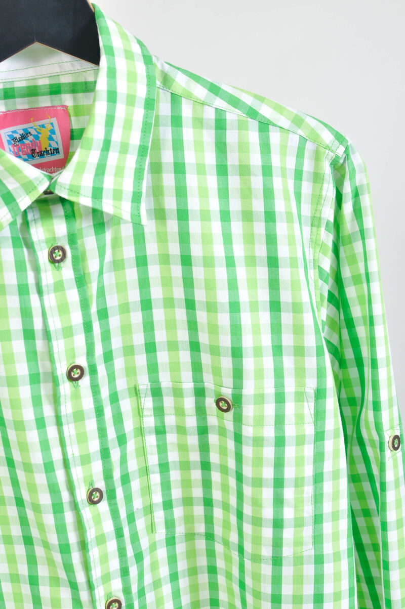 Vintage 00s Light Green Checkered Shirt | Size M | S-M Fit - Image 3