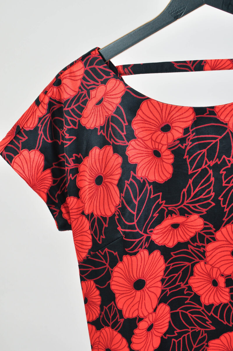 Vintage 00s Handmade Red Floral Dress | S-M Size - Image 3