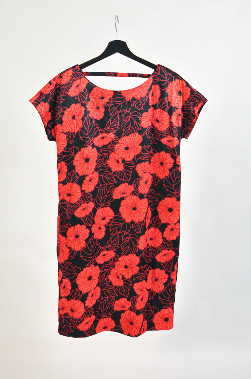 Vintage 00s Handmade Red Floral Dress | S-M Size