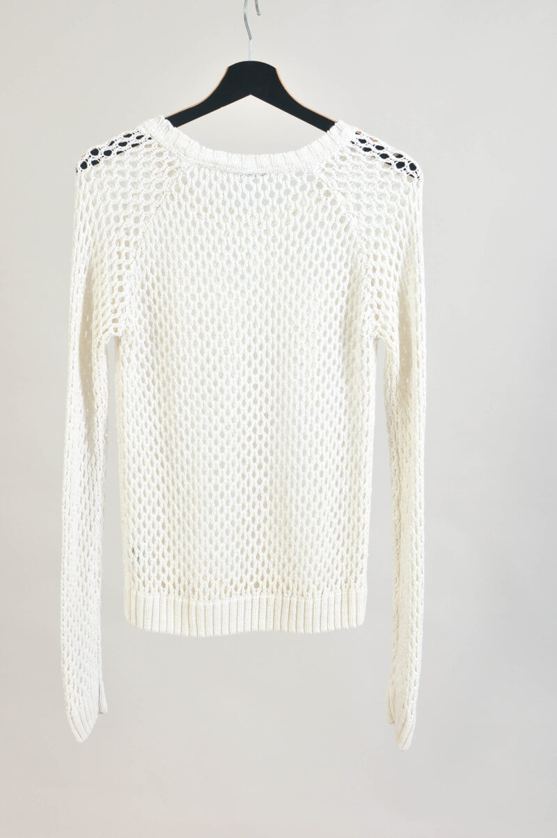 Vintage 00s Sheer Crocheted White Top | Long Sleeve S–M - Image 5