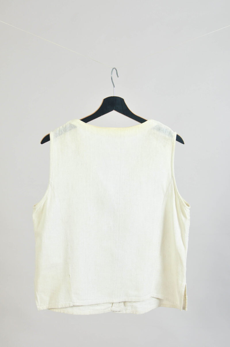 Vintage 00s Linen Embroidered Vest – Boho M/L Fit - Image 5