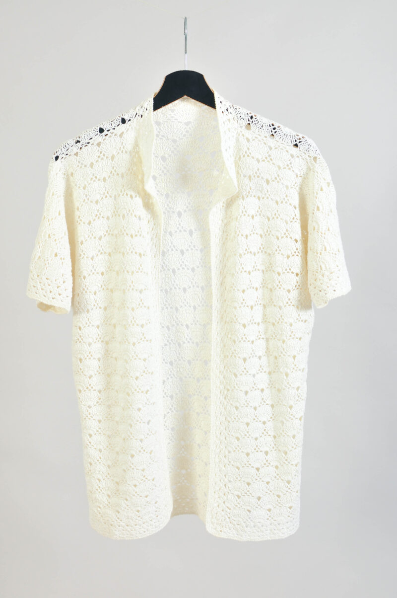 Vintage 00s Handmade Crocheted Sheer White Cover Up – Size S/M