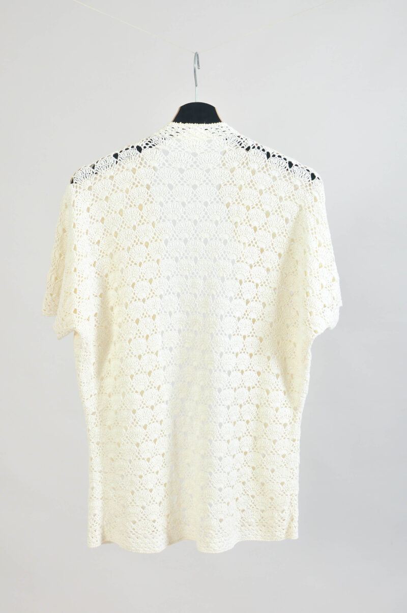 Vintage 00s Handmade Crocheted Sheer White Cover Up – Size S/M - Image 5