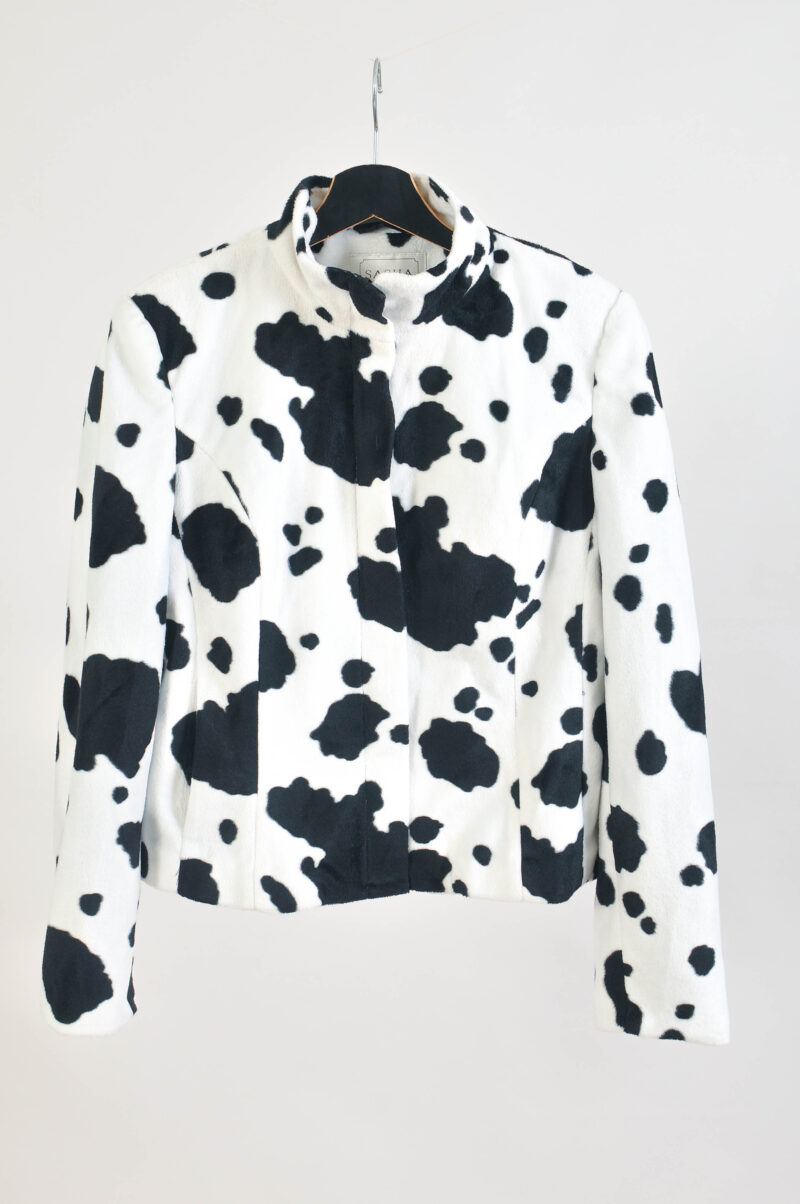 Vintage 00s Cow Print Jacket by Sasha – Size 10 Y2K Style