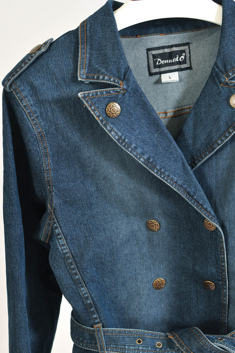 Vintage 00s Trench Denim Coat - DonnaiO, Size L - Image 3