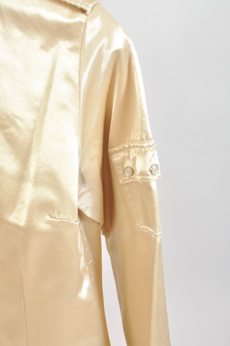 Vintage 00s Gold Shirt | Y2K Metallic Blouse | Size M–L - Image 3