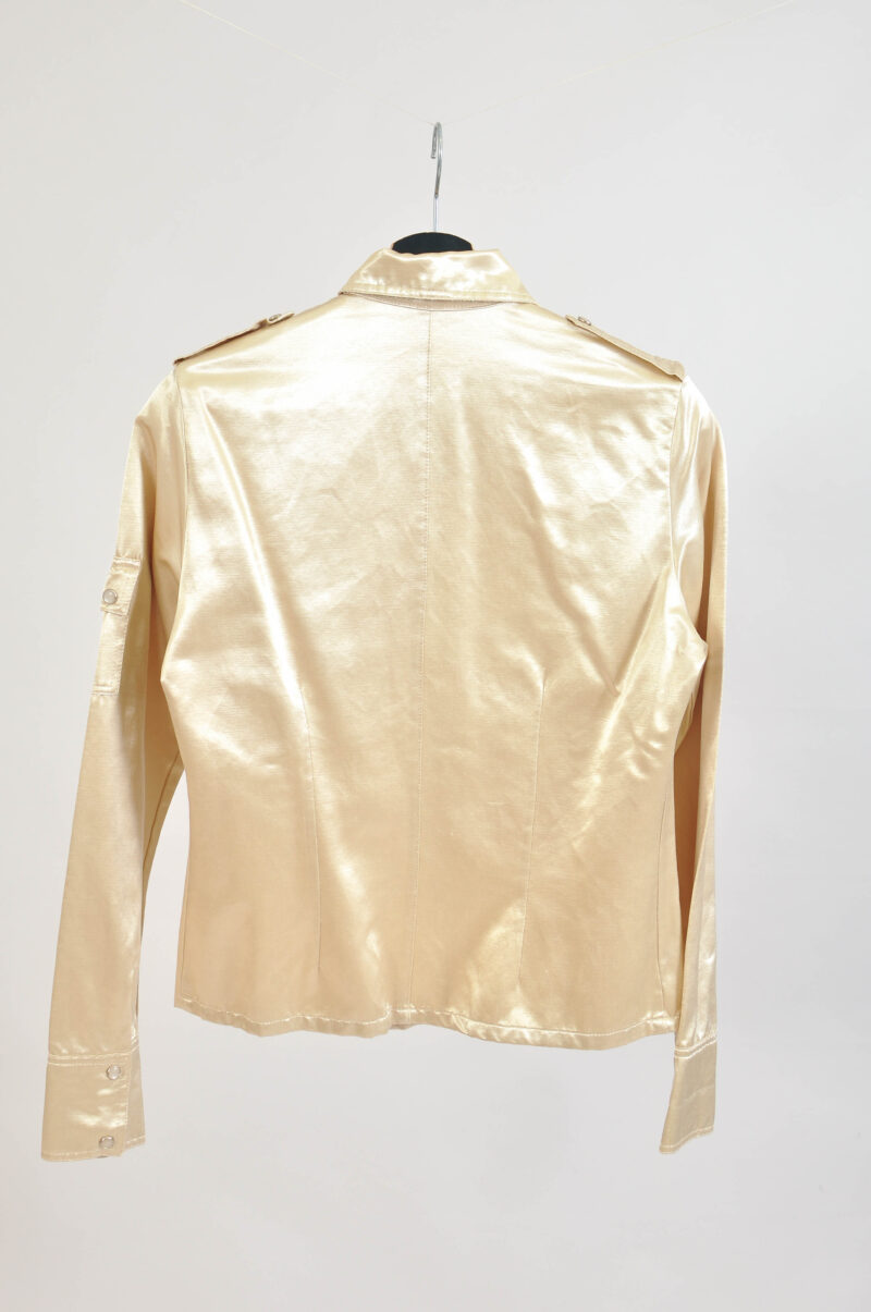 Vintage 00s Gold Shirt | Y2K Metallic Blouse | Size M–L - Image 5