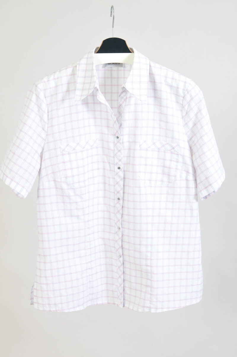Vintage 90s White Checkered Shirt | Size L–XL