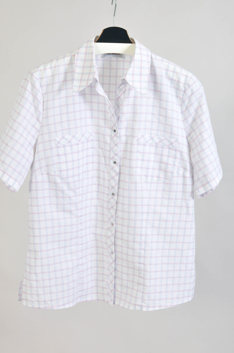Vintage 90s White Checkered Shirt | Size L–XL - Image 3