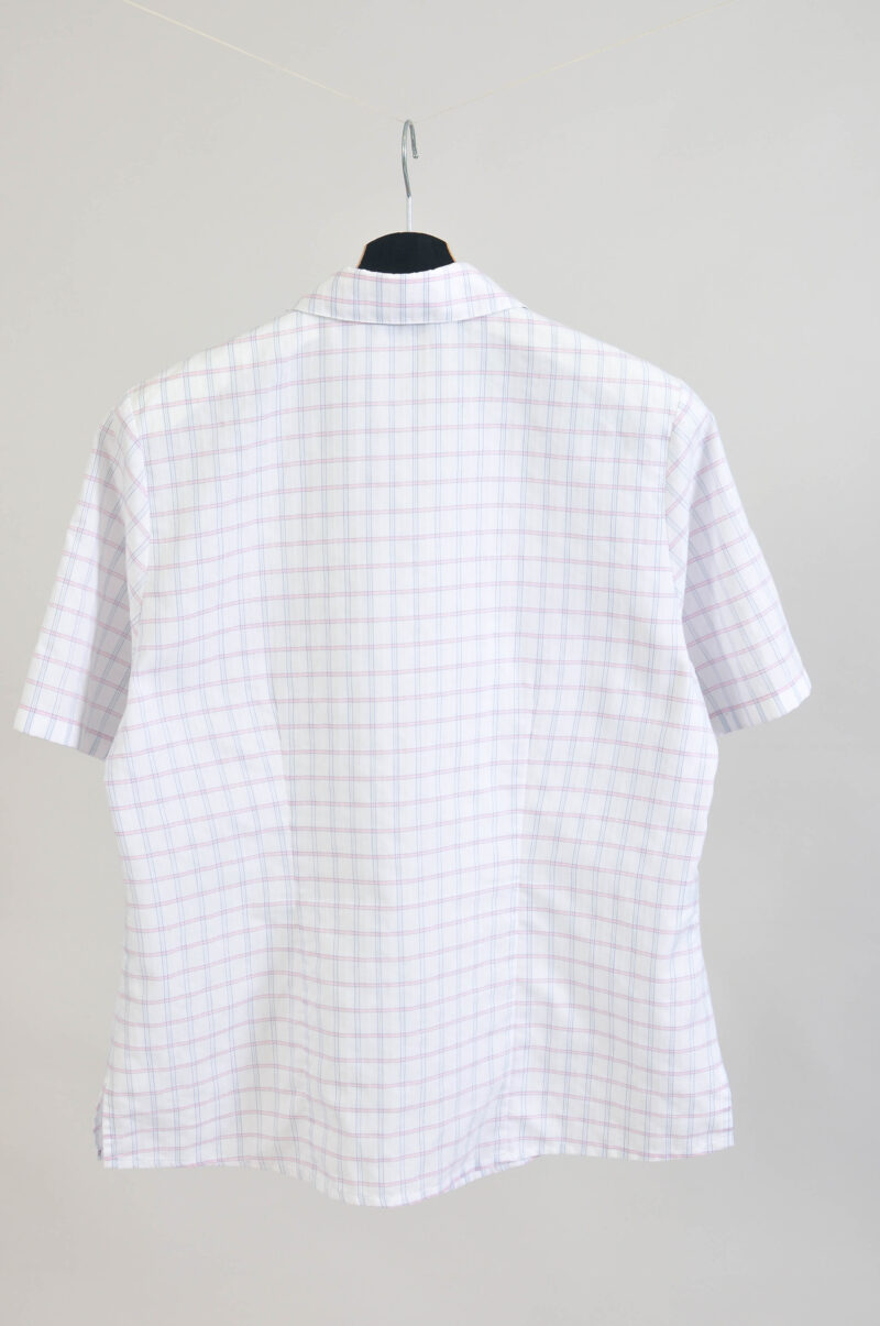 Vintage 90s White Checkered Shirt | Size L–XL - Image 5