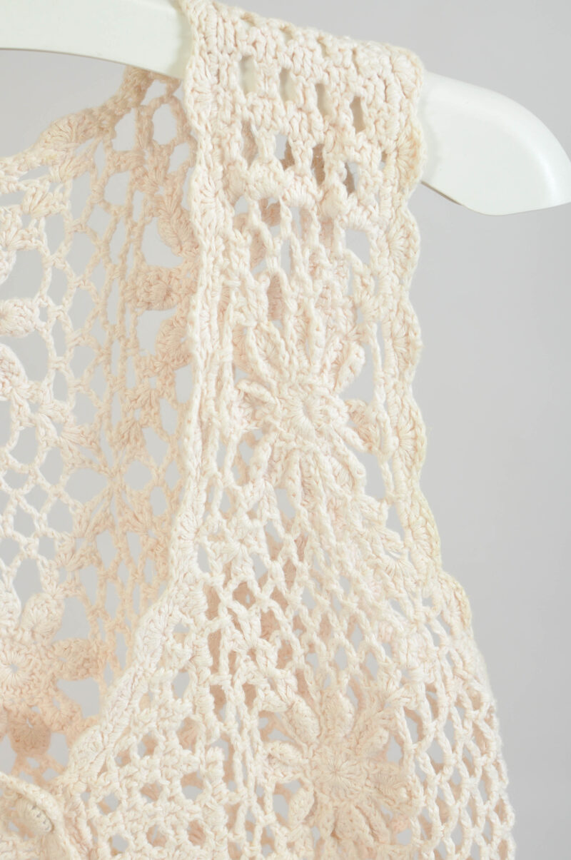 Vintage 00s Crocheted Cotton Vest – M/L | Boho Y2K Style - Image 4