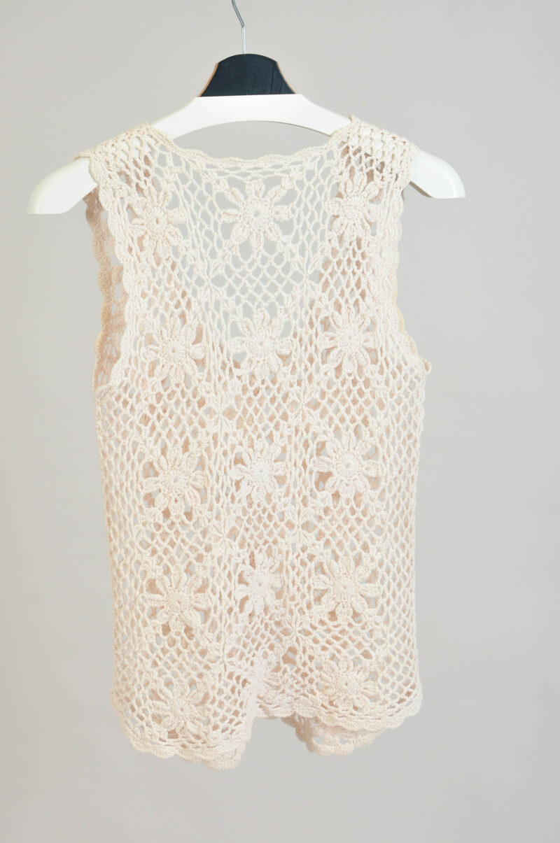 Vintage 00s Crocheted Cotton Vest – M/L | Boho Y2K Style - Image 5
