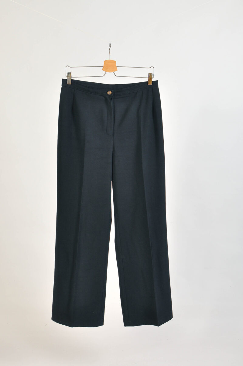 Vintage 00s Black Wide Leg Trousers | Y2K Pants | Size L