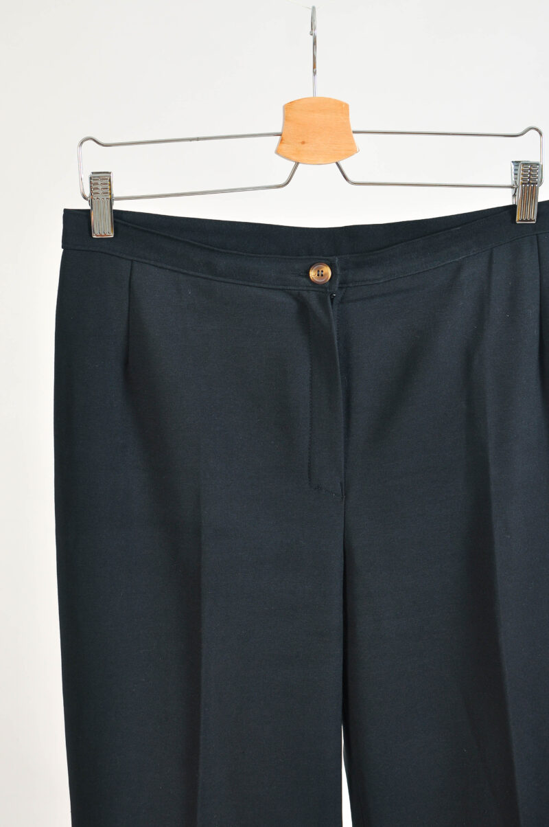 Vintage 00s Black Wide Leg Trousers | Y2K Pants | Size L - Image 3