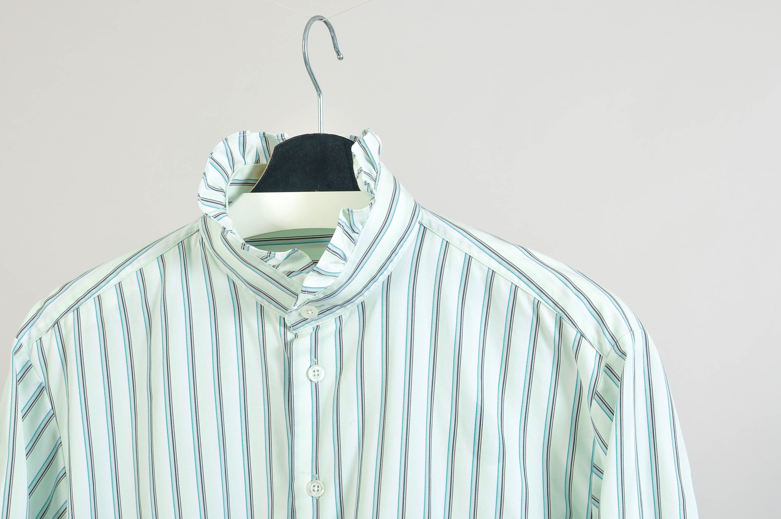 Upcycled Vintage Striped Shirt – One Size Reworked Button-Up - Image 3
