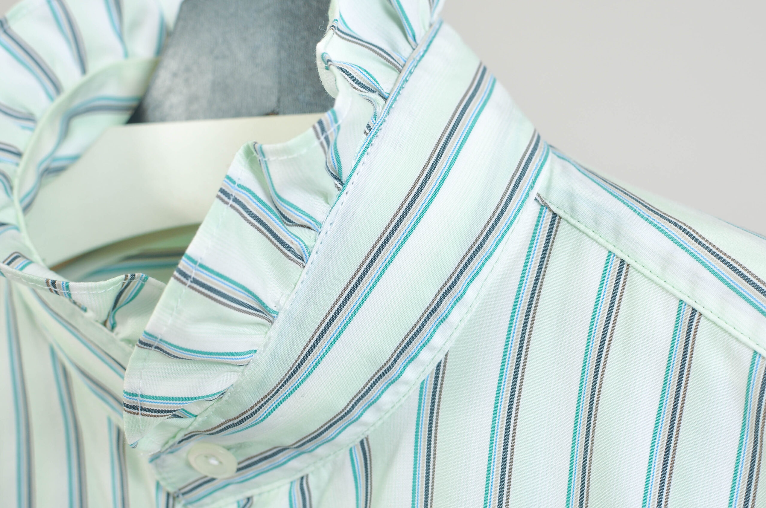 Upcycled Vintage Striped Shirt – One Size Reworked Button-Up - Image 4