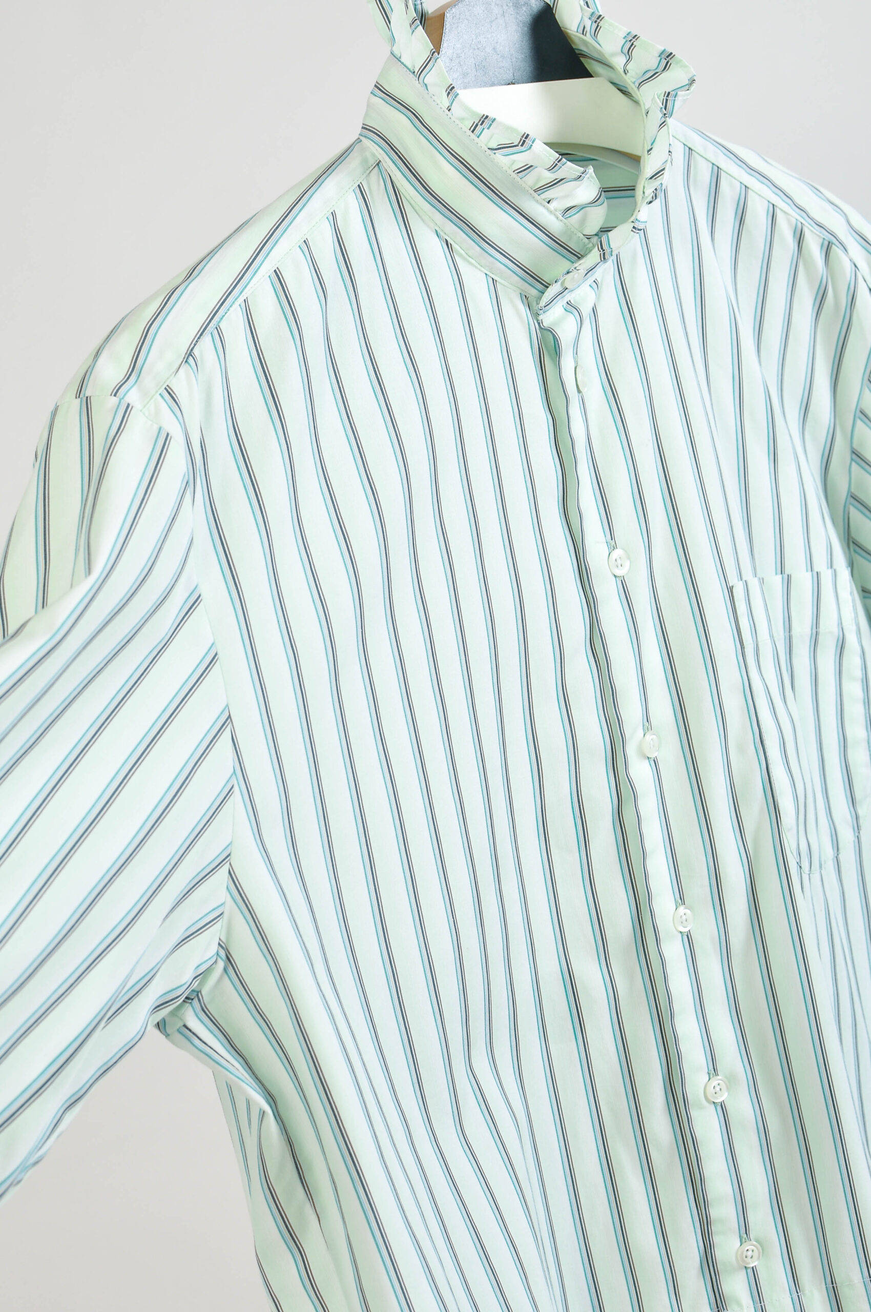 Upcycled Vintage Striped Shirt – One Size Reworked Button-Up - Image 6
