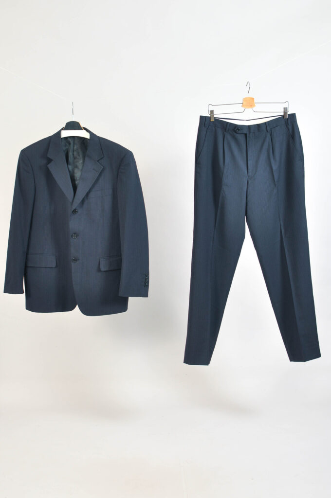 Vintage 90s Pierre Cardin Navy Striped Suit – Two-Piece – XL