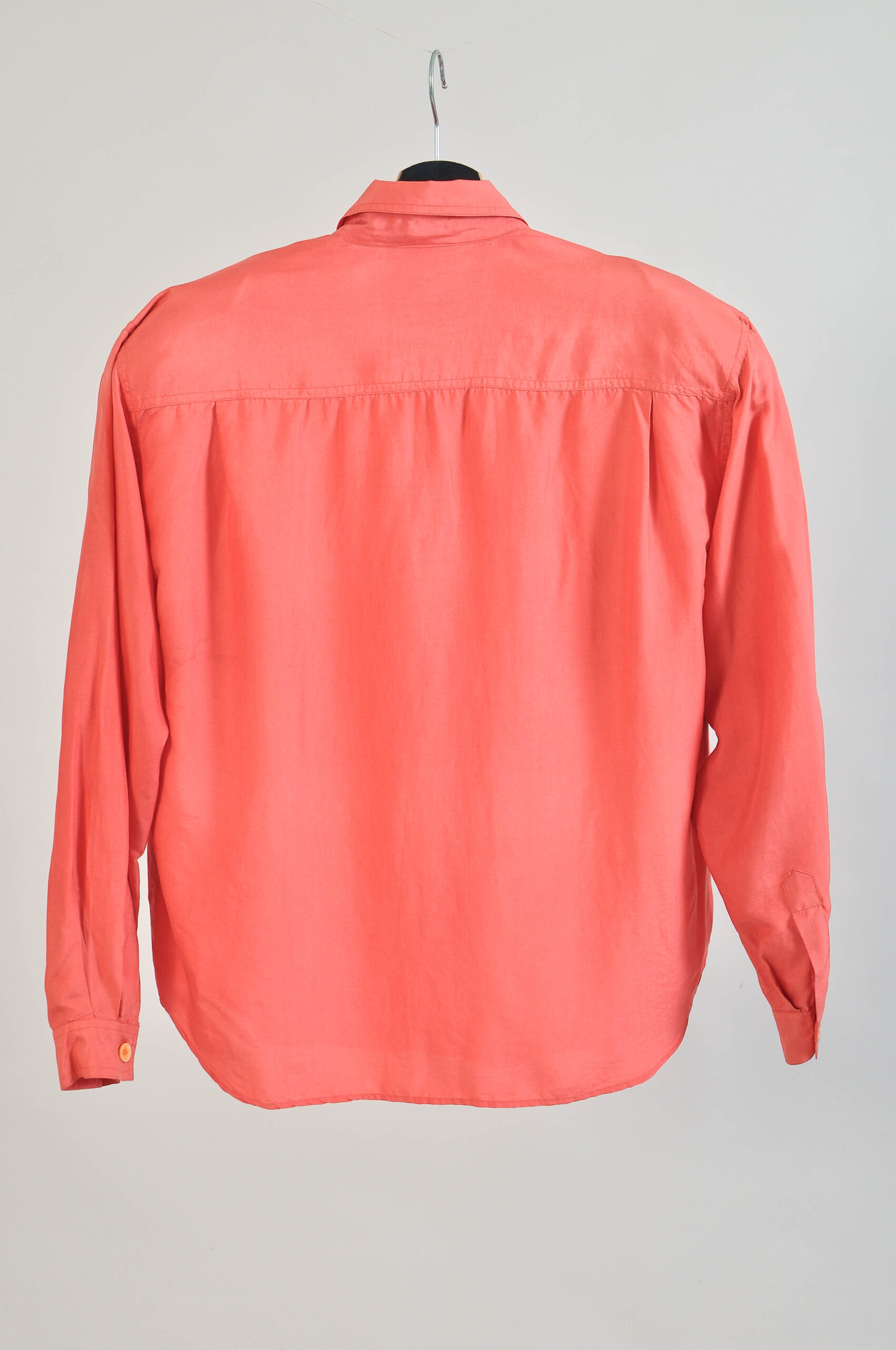 Vintage 90s Pink Silk Blouse with Shoulder Pads – Size L - Image 4