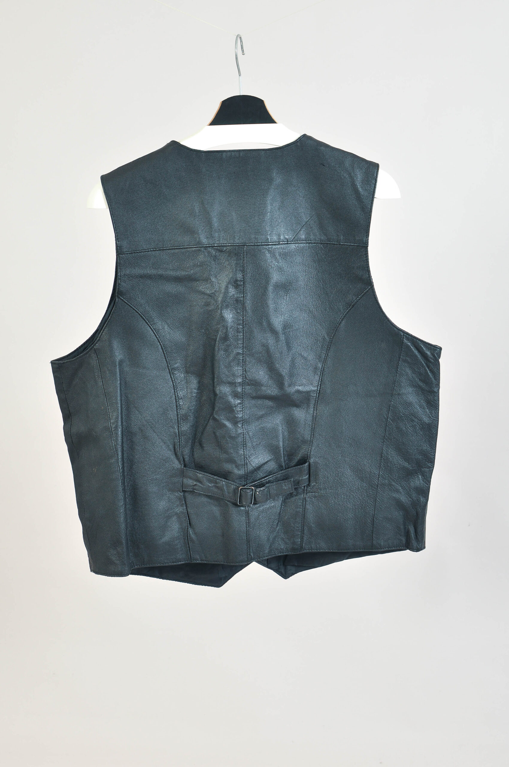 Vintage 90s Black Real Leather Vest – Size 54 - Image 4