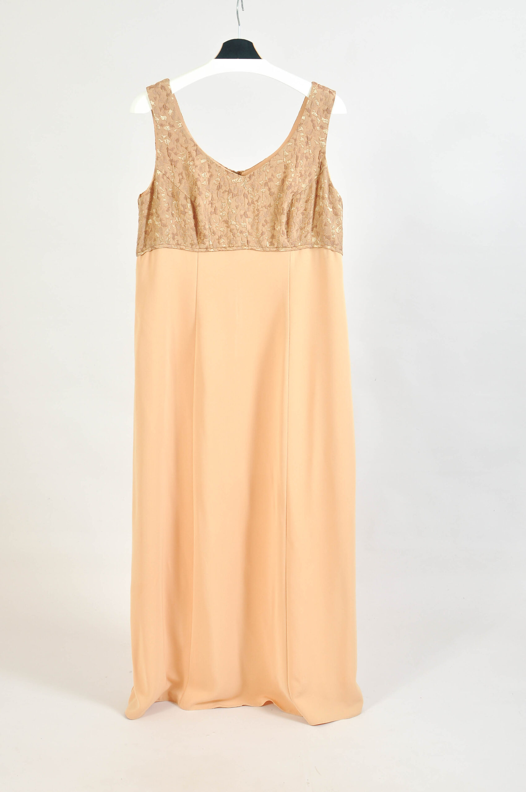 Vintage 00s Beige & Gold Maxi Evening Dress – L