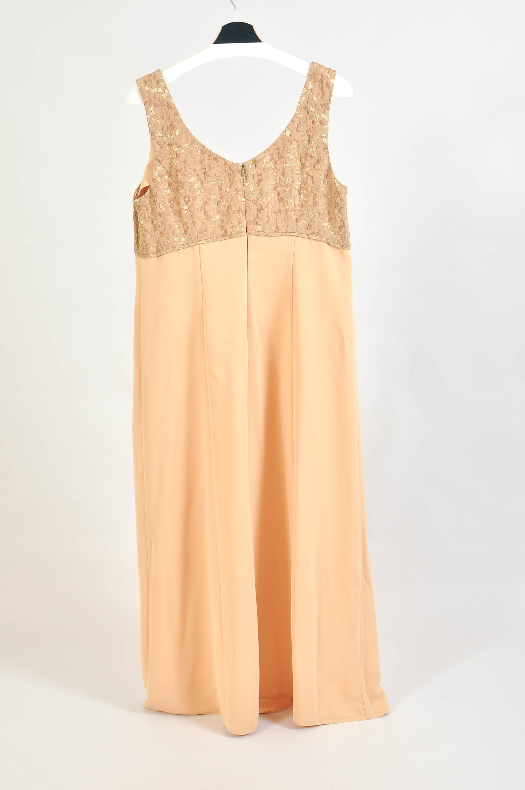 Vintage 00s Beige & Gold Maxi Evening Dress – L - Image 4