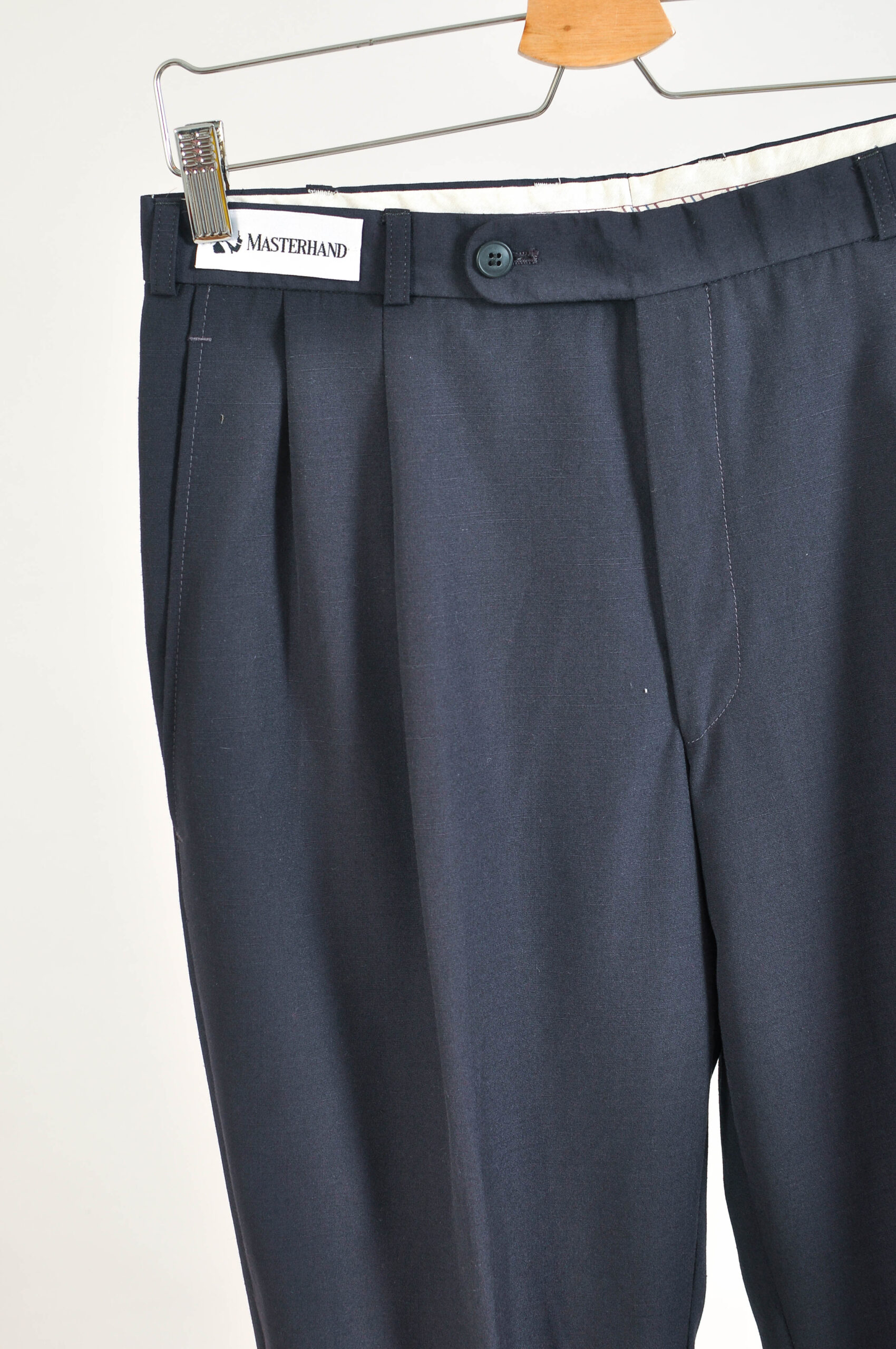 Vintage 90s Classic Navy Wool Blend Trousers – M (31/32) - Image 3