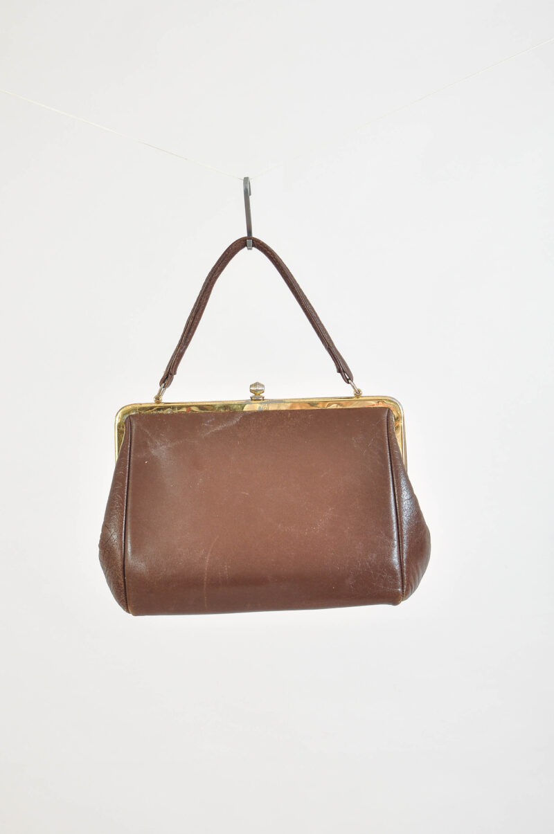 Vintage 80s Brown Real Leather Bag – Retro Shoulder Purse - Image 6