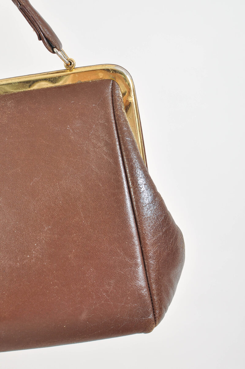 Vintage 80s Brown Real Leather Bag – Retro Shoulder Purse - Image 8