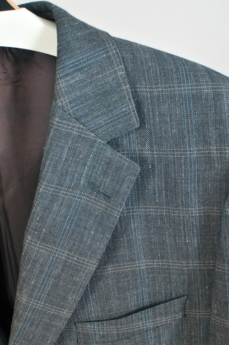 Vintage 00s Grey Checkered Wool Blazer – Fits XXL - Image 3