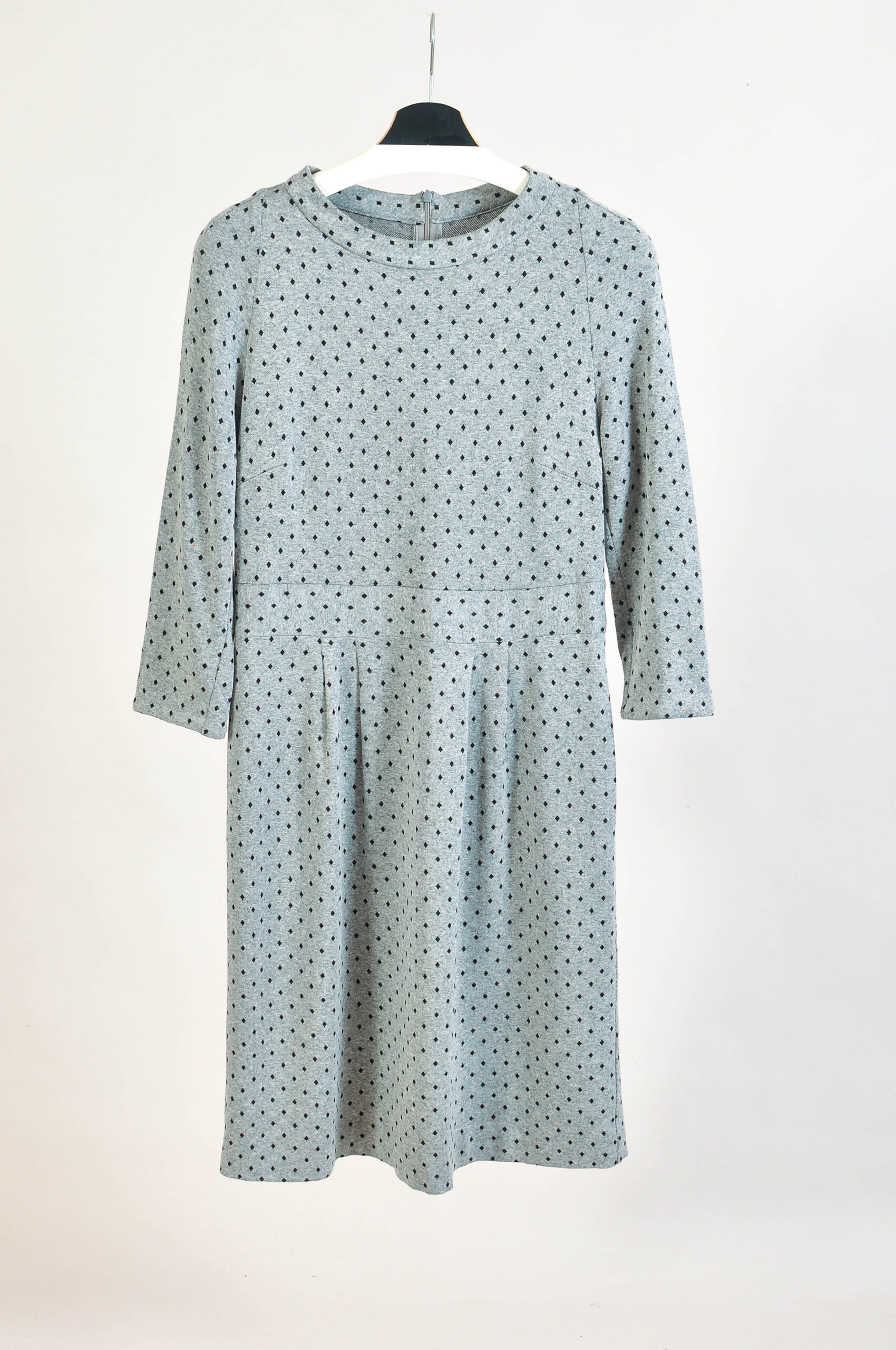 Handmade Grey Polka Dot Dress – M – Unique One-of-a-Kind Design