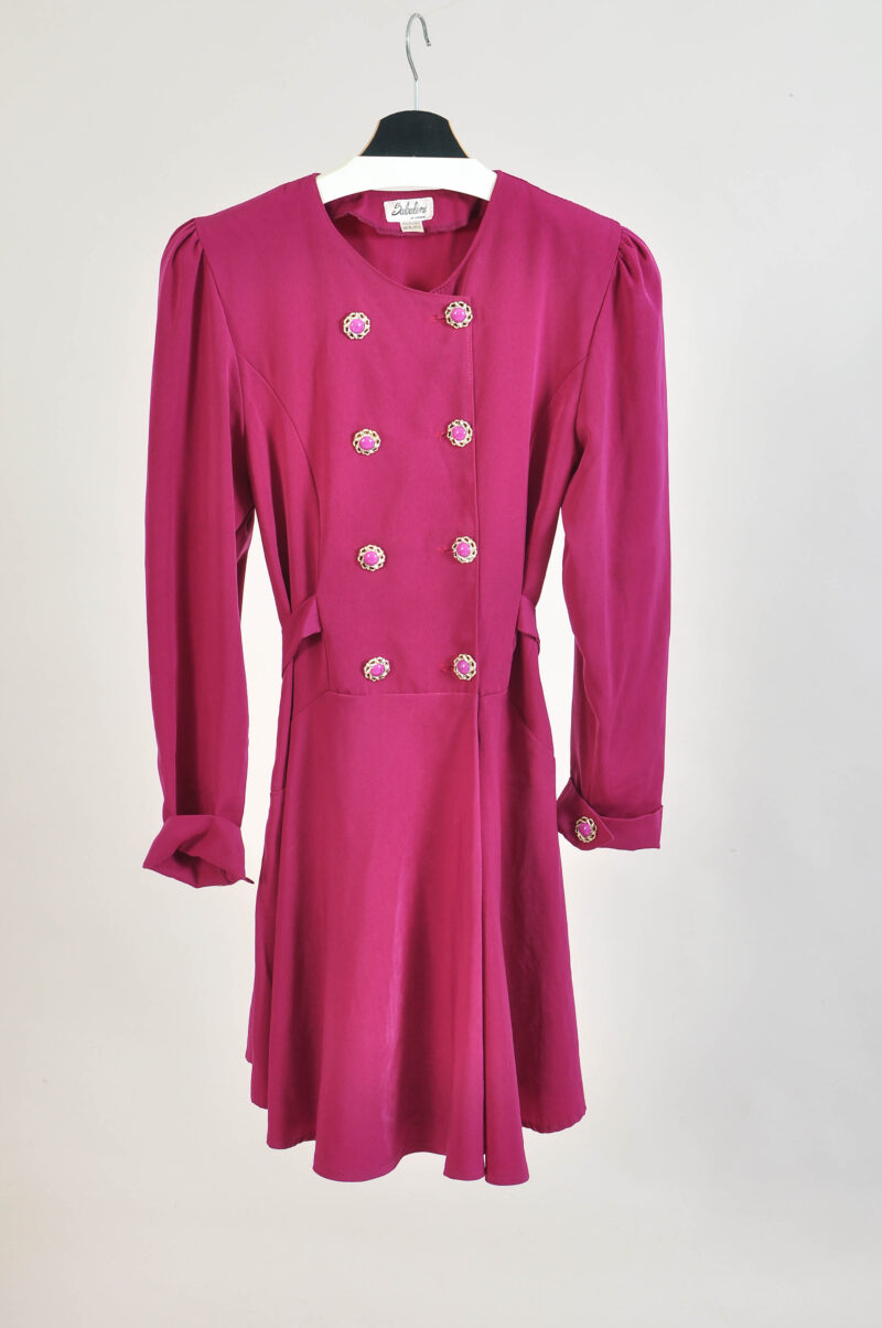 Vintage 80s Purple Double Buttoned Dress – XS/S