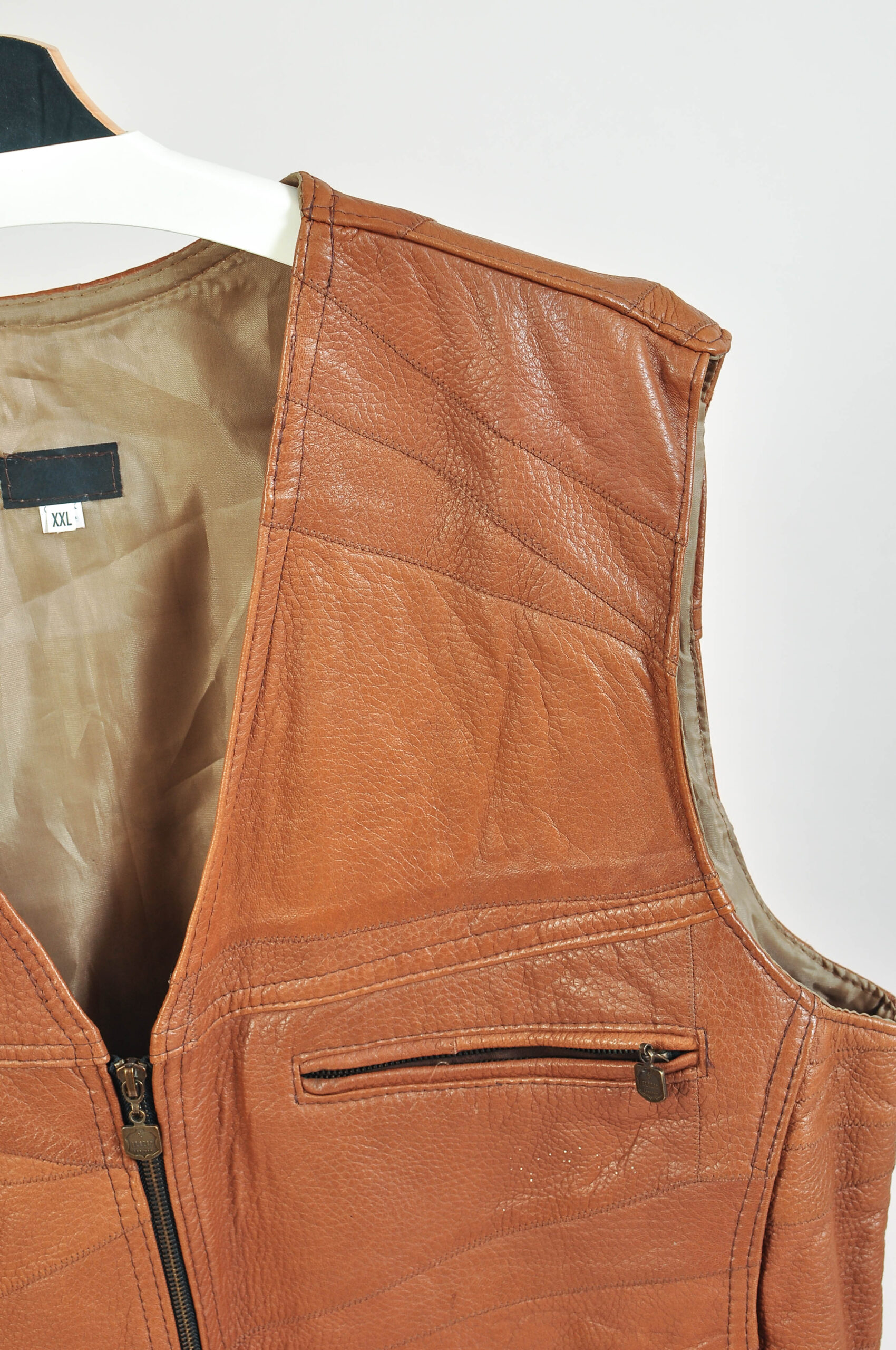 Vintage 90s Brown Real Leather Vest | Size XXL - Image 3
