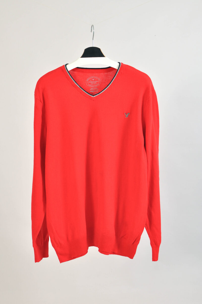 Vintage 00s Red V-Neck Jumper | American Eagle XXL
