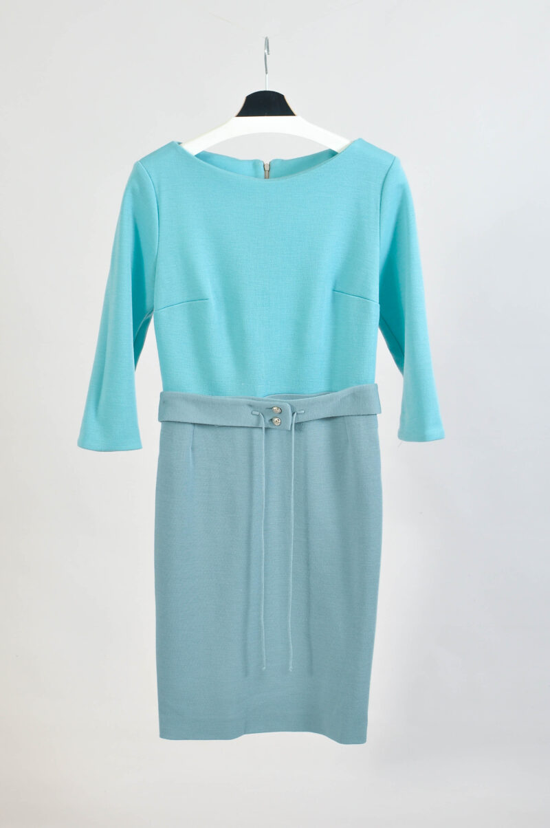 Handmade Light Green/Blue Elegant Pencil Dress – Size M