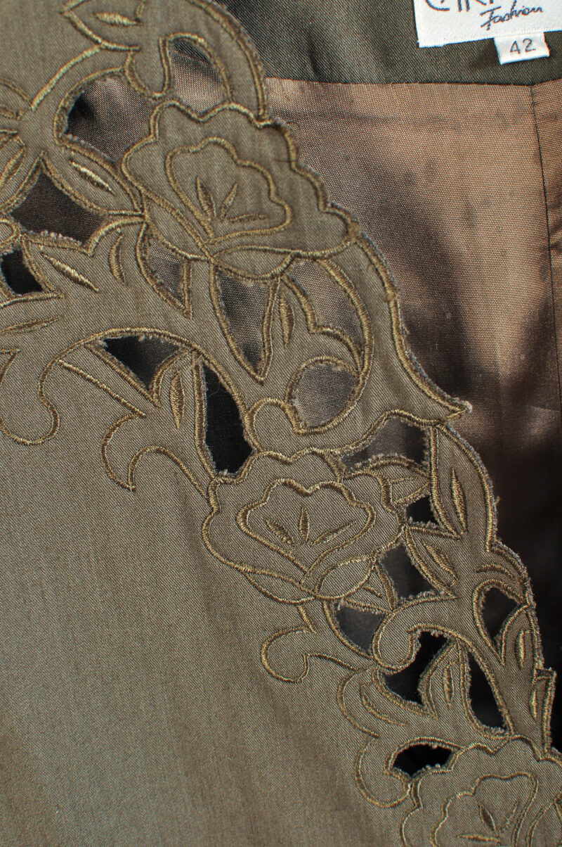 Vintage 80s Dark Green Embroidered Jacket – Cartoon - 42 - Image 4