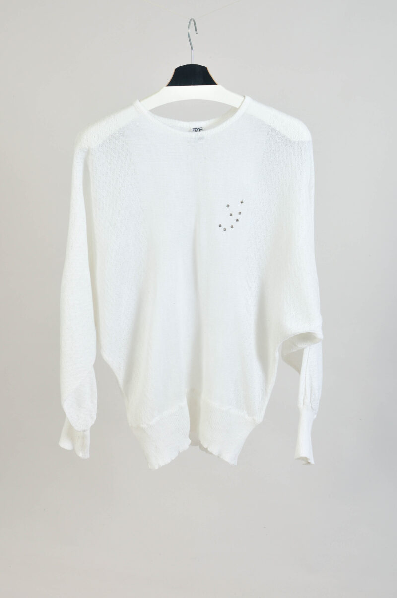 Vintage 80s White Oversize Jumper – One Size |